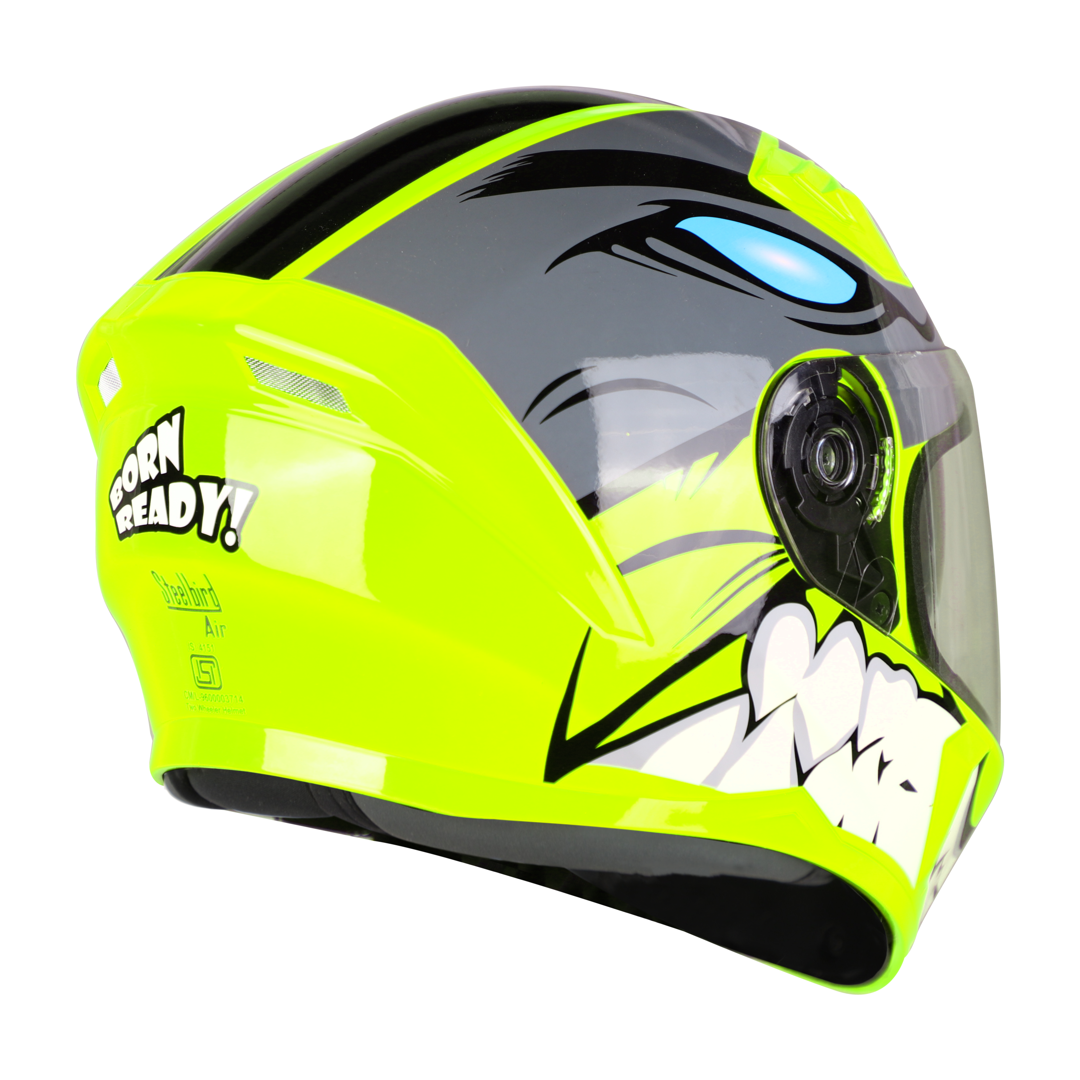 SBA-21 BORN READY GLOSSY FLUO NEON WITH LONG CHEEK PAD INTERIOR (WITH INNER SUN SHIELD) 